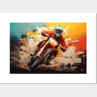 Motocross Action Sport Painting Abstract Art Decor Posters and Art